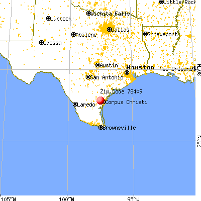 Corpus Christi, TX (78409) map from a distance