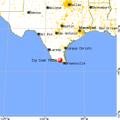 La Blanca, TX (78558) map from a distance