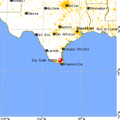 Yznaga, TX (78569) map from a distance