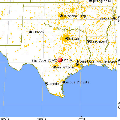 Austin, TX (78702) map from a distance
