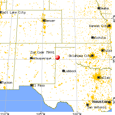 Adrian, TX (79001) map from a distance