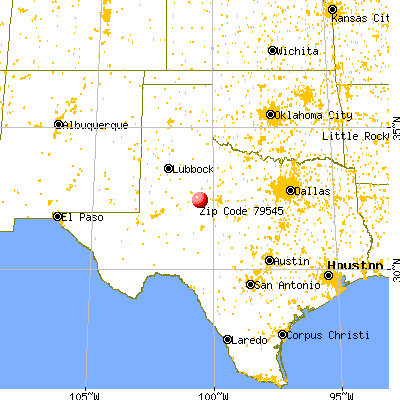 Roscoe, TX (79545) map from a distance