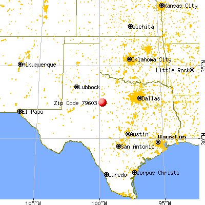 Abilene, TX (79603) map from a distance