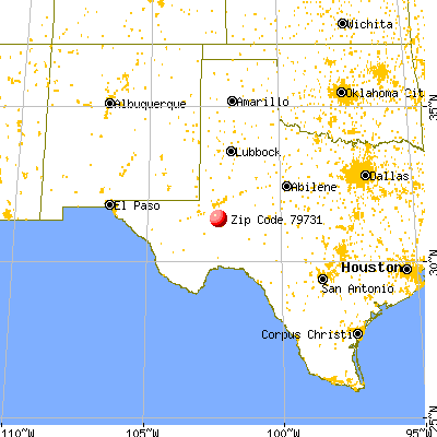 Crane, TX (79731) map from a distance