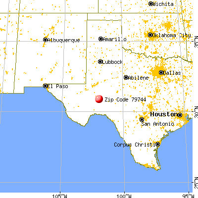 Iraan, TX (79744) map from a distance