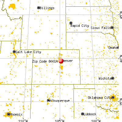Aurora, CO (80014) map from a distance