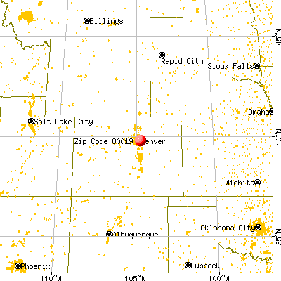 Aurora, CO (80019) map from a distance