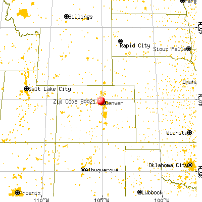 Westminster, CO (80021) map from a distance