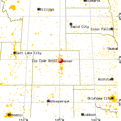 Commerce City, CO (80022) map from a distance
