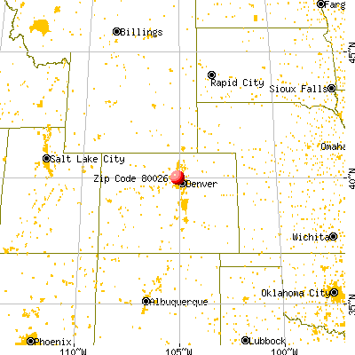 Lafayette, CO (80026) map from a distance