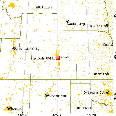 Greenwood Village, CO (80111) map from a distance