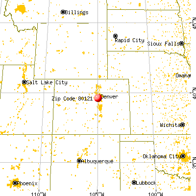 Centennial, CO (80121) map from a distance