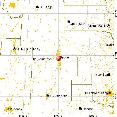 Centennial, CO (80122) map from a distance