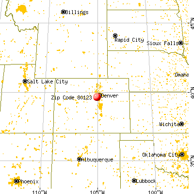 Denver, CO (80123) map from a distance