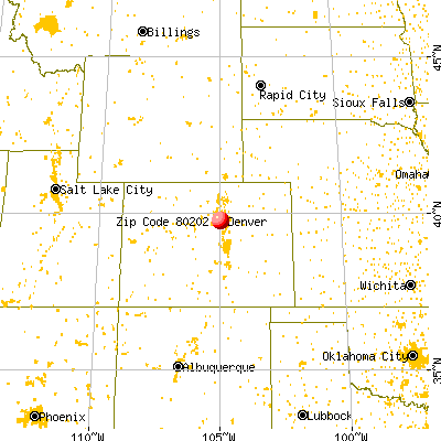 Denver, CO (80202) map from a distance