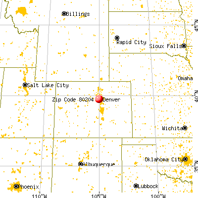 Denver, CO (80204) map from a distance