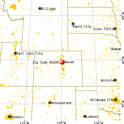 Denver, CO (80206) map from a distance