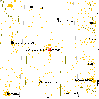 Denver, CO (80207) map from a distance