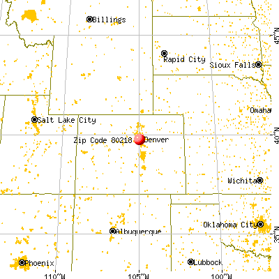 Denver, CO (80218) map from a distance