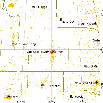 Denver, CO (80219) map from a distance