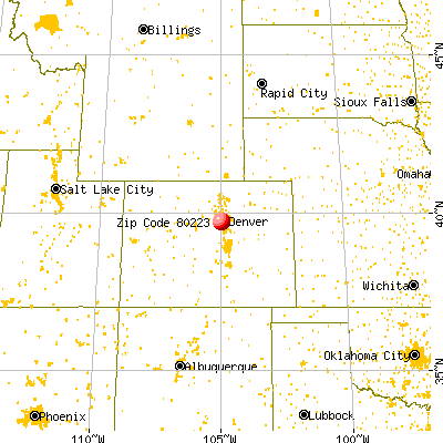 Denver, CO (80223) map from a distance