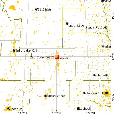 Thornton, CO (80233) map from a distance