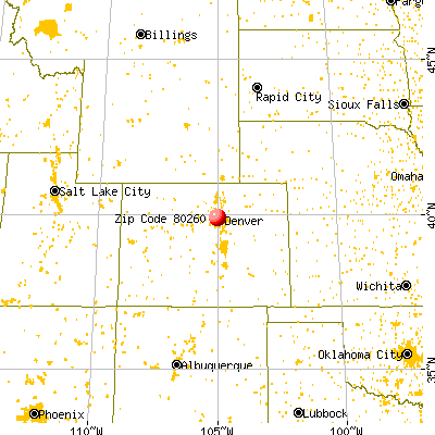 Thornton, CO (80260) map from a distance
