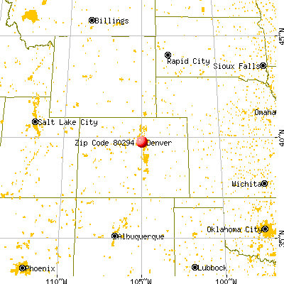 Denver, CO (80294) map from a distance