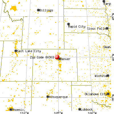 Boulder, CO (80303) map from a distance