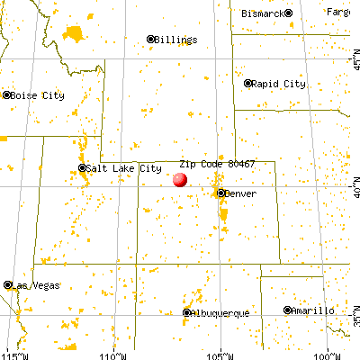 Oak Creek, CO (80467) map from a distance