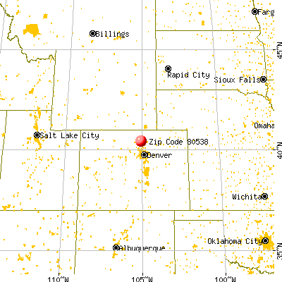Loveland, CO (80538) map from a distance