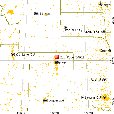 Greeley, CO (80631) map from a distance