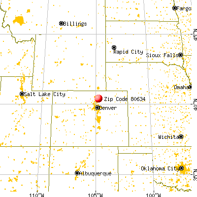 Greeley, CO (80634) map from a distance