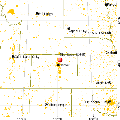 Evans, CO (80645) map from a distance