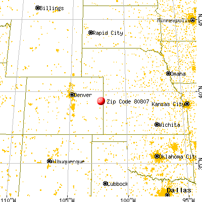 Burlington, CO (80807) map from a distance
