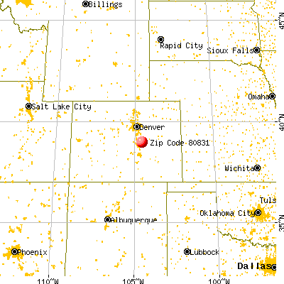 Colorado Springs, CO (80831) map from a distance