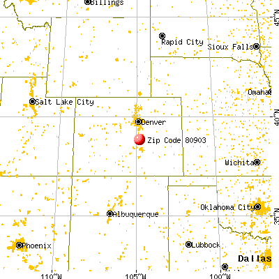 Colorado Springs, CO (80903) map from a distance