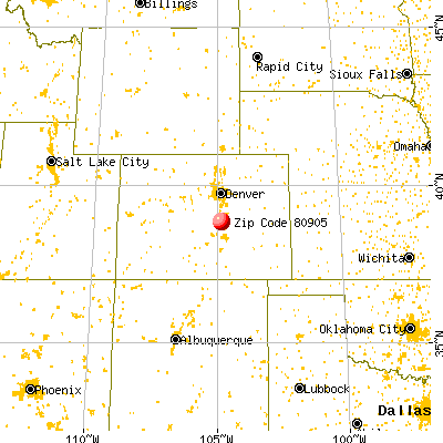 Colorado Springs, CO (80905) map from a distance