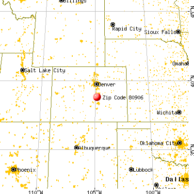 Colorado Springs, CO (80906) map from a distance