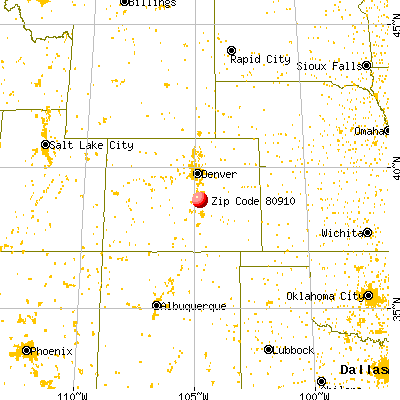 Colorado Springs, CO (80910) map from a distance