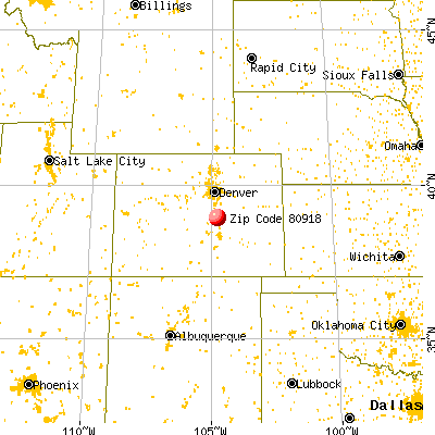 Colorado Springs, CO (80918) map from a distance