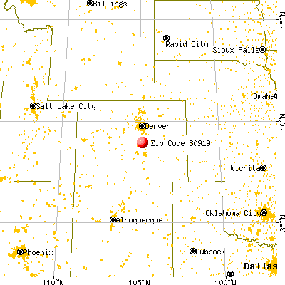 Colorado Springs, CO (80919) map from a distance