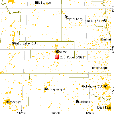 Colorado Springs, CO (80921) map from a distance