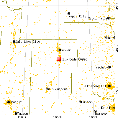 Colorado Springs, CO (80926) map from a distance