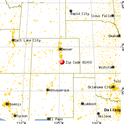 Pueblo, CO (81003) map from a distance