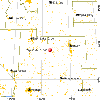 Grand Junction, CO (81506) map from a distance