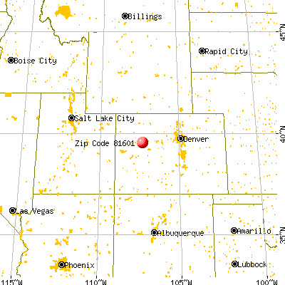 Glenwood Springs, CO (81601) map from a distance