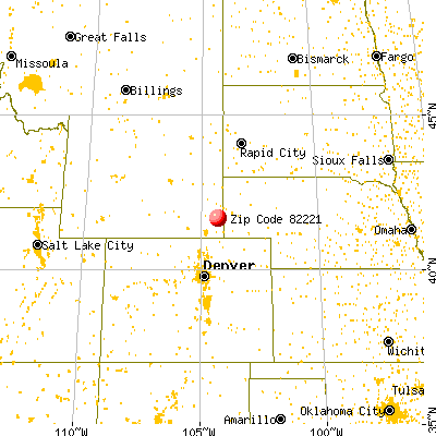 La Grange, WY (82221) map from a distance