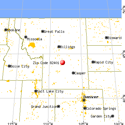 Worland, WY (82401) map from a distance