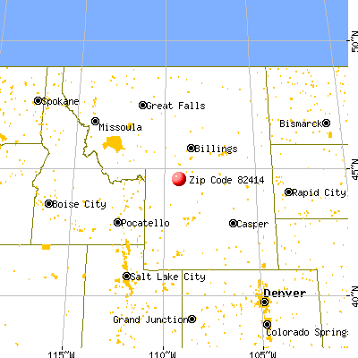 Cody, WY (82414) map from a distance